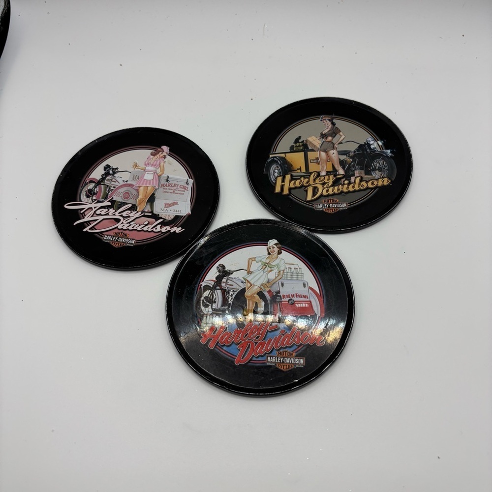 Harley-Davidson Vintage Pin up Girls Coasters Set of 3